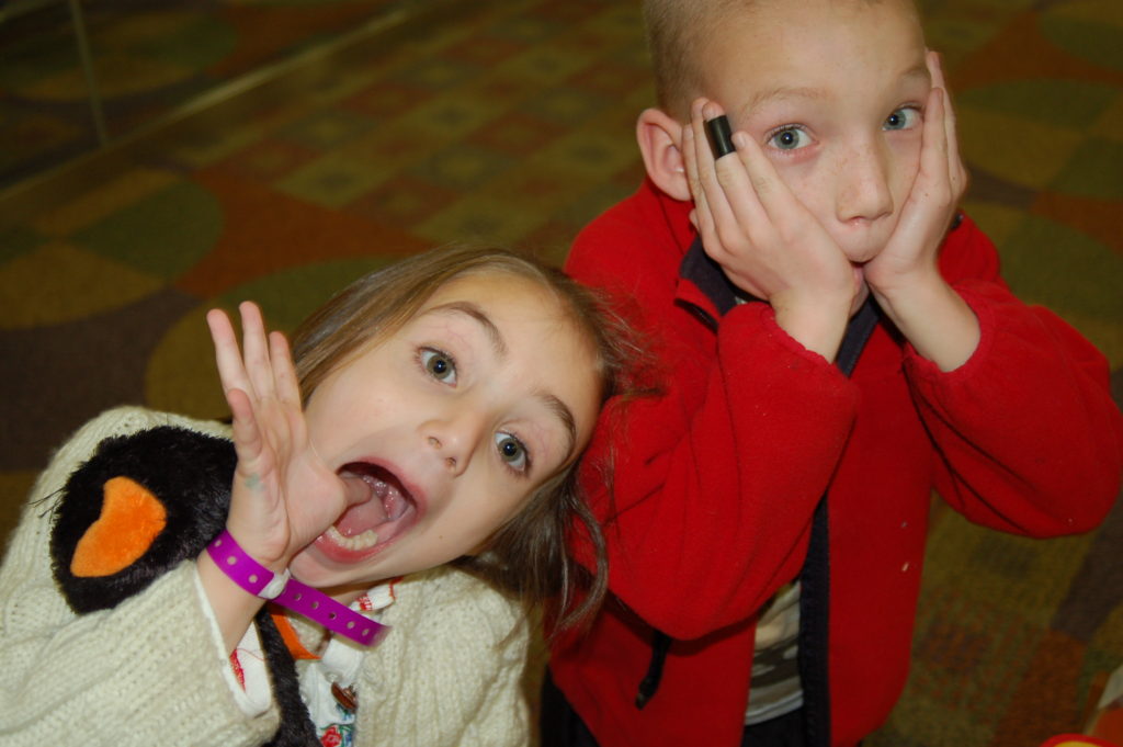 Picture of two kids making funny faces